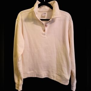 Cream Button Down Sweatshirt Victoria's Secret PINK